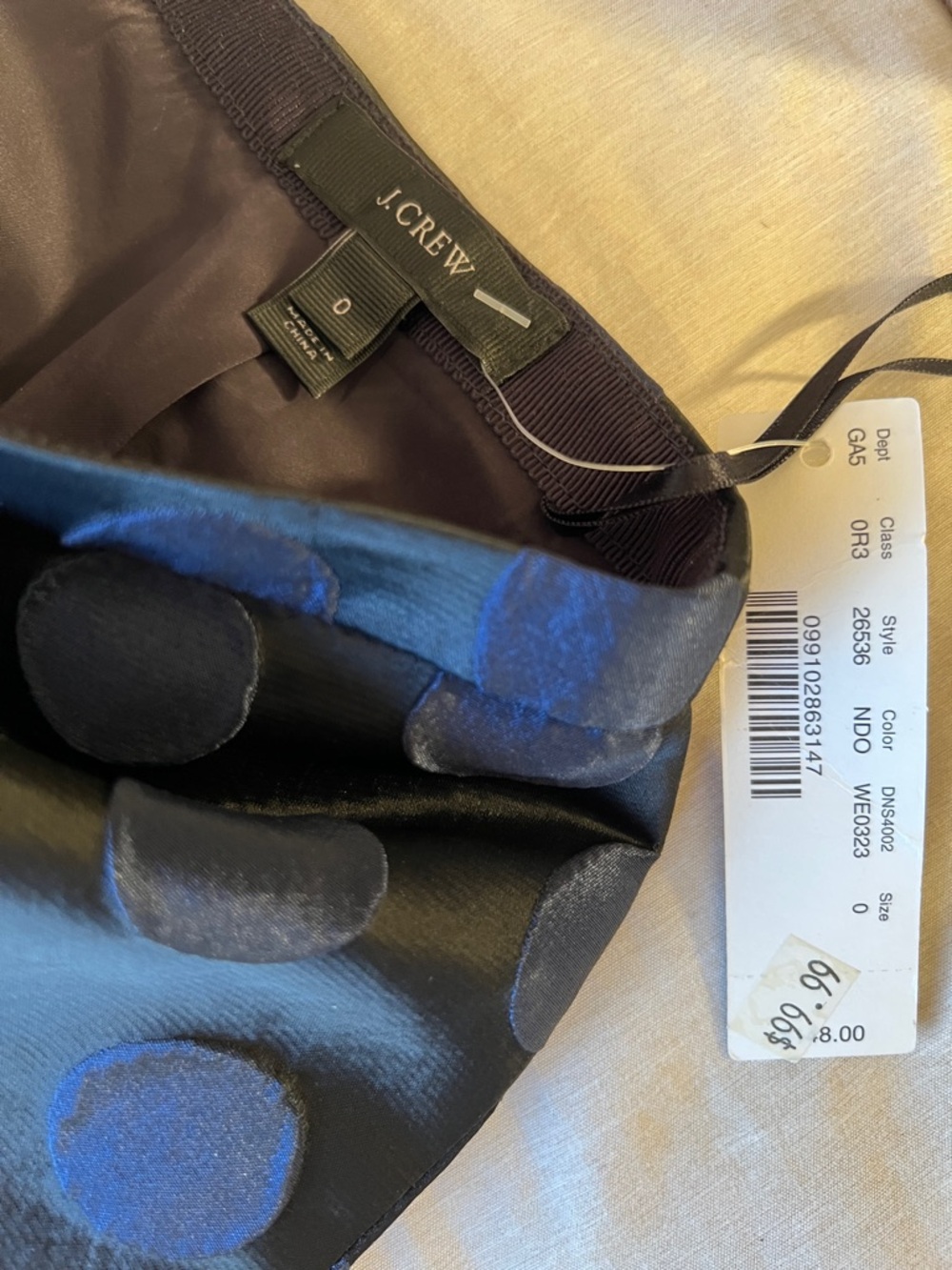 J. Crew Black Silk Polka Dot Skirt with Blue Dots